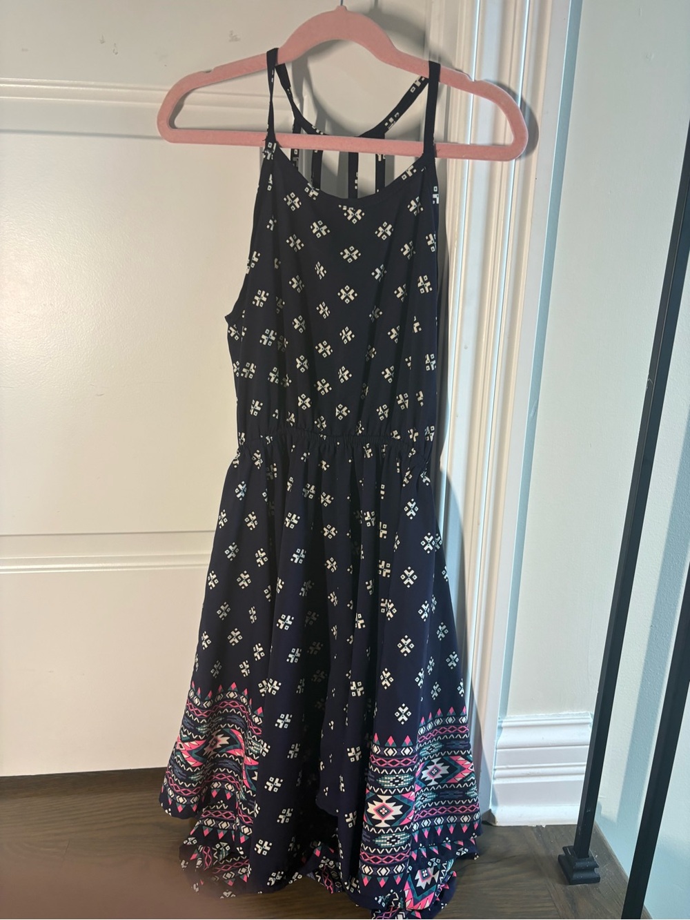 Soprano Navy Dress with Pink and White Accents